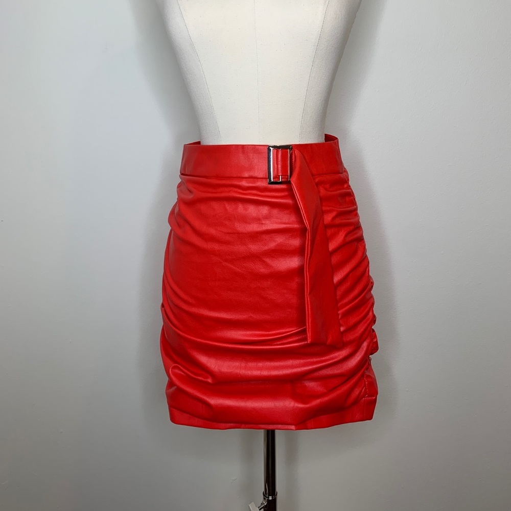 Nasty gal red faux leather skirt